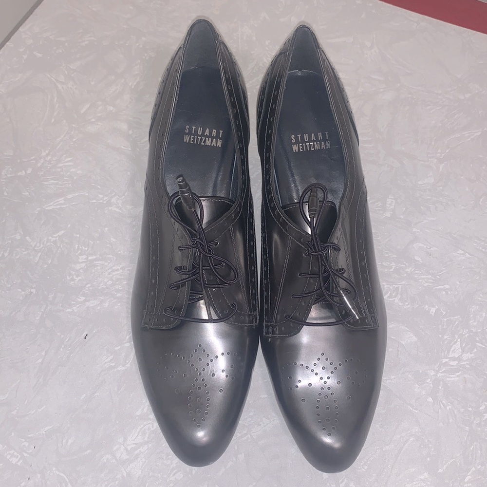 Stuart Weitzman Graphite Brush Pearl “Granny”